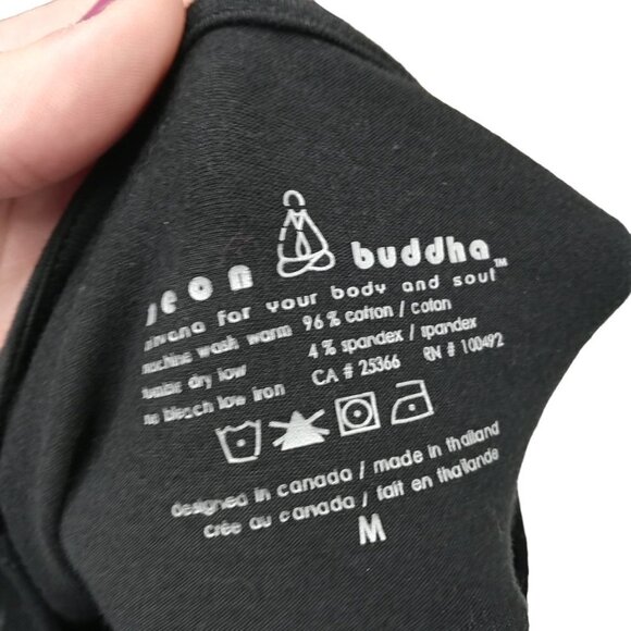 Neon Buddha Color Block Long Sleeve Tunic Shirt Size M Stretch T Shirt Black - Picture 2 of 14